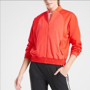 NWT Athleta bomber jacket red orange
